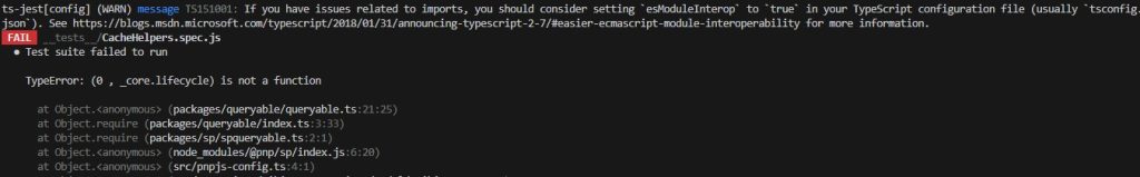 Fehlerlog eines Jest-Runs mit kryptischem Output
